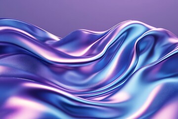 Wall Mural - 3d render metallic liquid background. abstract neon texture. rainbow 3d holographic foil. wavy gloss