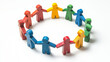 © 斌 张 - finance, Colorful wooden human figures in a circle, holding hands on a white background, symbolizing unity and collaboration.