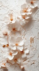 Canvas Print - Elegant Minimalism Delicate White Florals on Textured Canvas