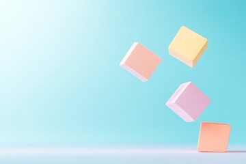 Aufkleber - Pastel Geometric Shapes Floating Against a Soft Gradient Background
