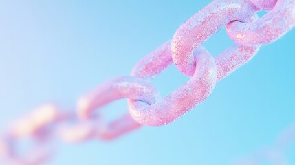 Poster - Pastel Blockchain Chain in Abstract Digital Landscape with Soft Glowing Minimalism