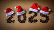 © Miss Lora - coffee beans with santa hats on them