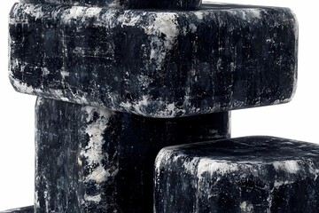 Wall Mural - abstract black and white blocks with textured surface details