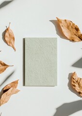 Aufkleber - Minimalist Eco-Design Stationery with Dried Leaves and Soft Shadows in Muted Tones