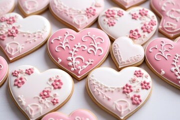 Wall Mural - Heart shaped cookies dessert food confectionery.