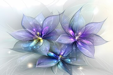 Wall Mural - ethereal abstract floral design with vibrant colors and light effects