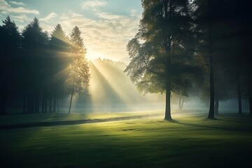 Poster - Grass tree landscape sunlight.