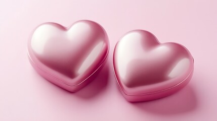 Canvas Print - Two pink heart-shaped boxes on pink background.