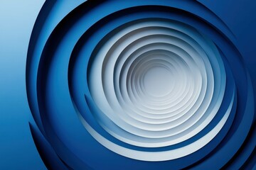 Wall Mural - abstract design featuring concentric circles in shades of blue and white, creating a sense of depth 