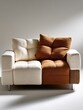 © Katavudh - Stylish two-tone sofa with unique design and cozy pillows for modern living spaces.