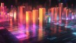© Plaifah - A D bar chart with metallic, gradient bars rising from a financial graph, showing growth and progress, with a modern digital interface in the background