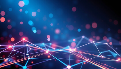 High tech technology geometric and connection system background with digital data abstract, flat design, with white tones