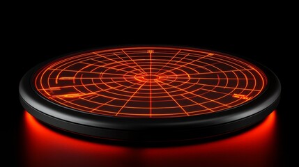 Fototapete - Futuristic radar-style circular graphic with bright neon lines and rotating elements on a dark tech-inspired background