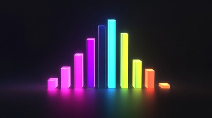 Poster - Stylized bar graph with glowing bars in neon colors, set against a dark, tech-inspired background for a dynamic and impactful graphic