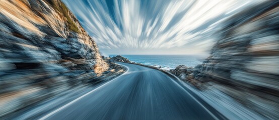 Poster - car driving on highway