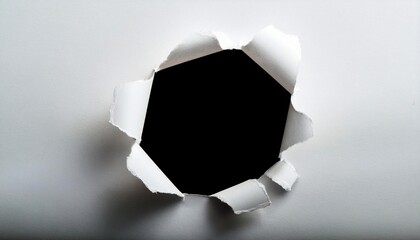 Wall Mural - Cut out round black hole in white paper