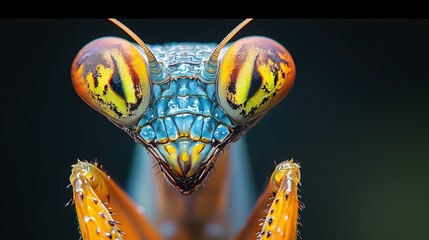 Extreme Close Up of a Mantis Compound Eye Revealing Its Predatory Nature