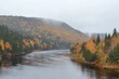 © diracreativa - Autumn River Landscape  Foggy Fall Foliage  Forest  and Water