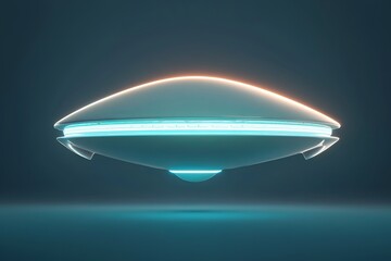 Wall Mural - white and blue ufo is floating in the air. the blue and orange colors give the impression of a futur