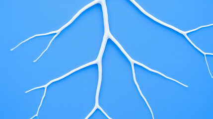 abstract white branch network on blue background