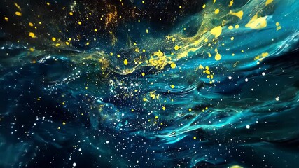 Wall Mural - A Painting of a Night Sky With Stars, The mystical allure of the ocean's abyss, filled with darkness and sparkling with bioluminescent species