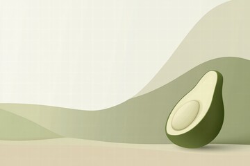 Fototapete - Avocado shape with visible seed on soft background offers perfect space for creative text or design elements. Generative AI