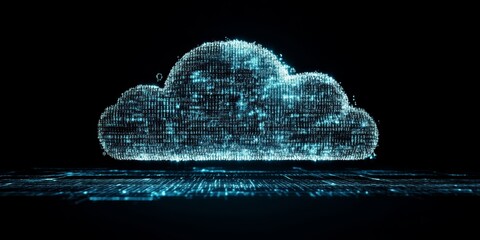 a blue cloud with a lot of lights on it. the cloud is on a black background. the lights are scattere