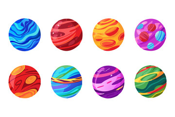 Wall Mural - set of different planet illustrations