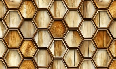 Wall Mural - Honeycomb wood texture pattern background.