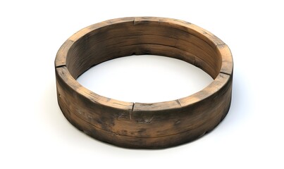 Wall Mural - Rustic wooden ring, circular, weathered, empty.