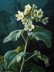 Wall Mural - White flower plant close-up,