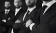 © simba kim - A group of men in black suits stand with arms crossed, Generative AI