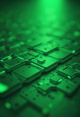 Fototapete - Green Microchip Circuit Board Technology