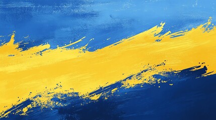 Wall Mural - Abstract Blue and Yellow Paint Strokes Background