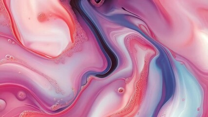 Aufkleber - Harmonious interweaving of lines in soft pink, blue and red colors in digital animation. Wavy, swirling shapes are layered to create depth and a sense of motion