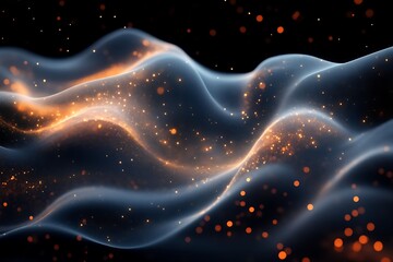 abstract glowing wave with particles.