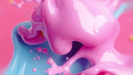 Leinwandbilder - Abstract animation in pastel shades of pink and blue. The flowing lines move slowly, creating shimmers and drips that come together in a harmonious weave
