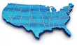 © Resni AI - 3D map of United States of America with state borders on white background for educational use.