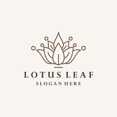 Canvas Print - Lotus with Leaf logo vector Icon Template