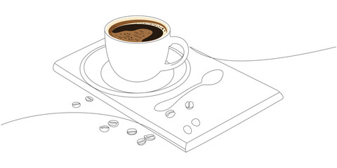 Canvas Print - coffee line art vector design