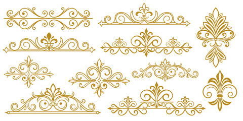 Set of Vintage border ornaments vector illustrations, and white background.