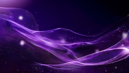 Leinwandbilder - Abstract wave particle technology background. Abstract purple background with wavy particle lines on the dark background. 