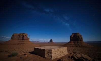 Canvas Print - Stunning desert landscape under moonlight