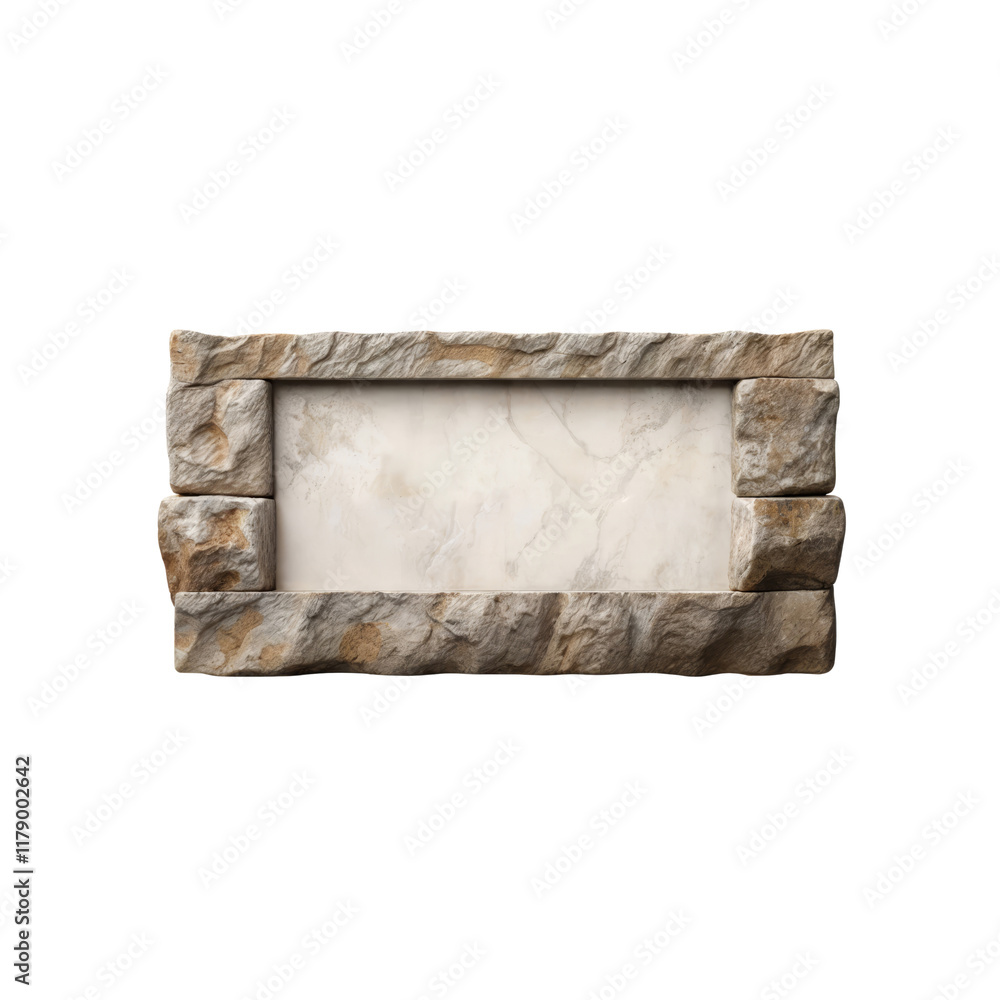 Stone Signboard Stone Signboard: A rustic stone signboard with a blank marble surface ...
