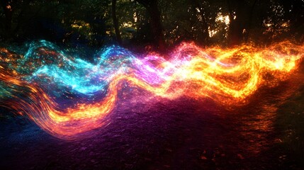 Wall Mural - background of light streaks in motion, creating a vibrant trail effect.