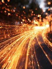 Wall Mural - background of light streaks in motion, creating a vibrant trail effect.