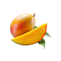 Wall Mural - Ripe Mango with Slice and Leaves 