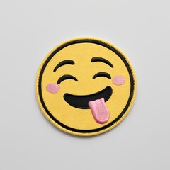 emoji, patch, cloth, cloth patch, patch, embroidered, handmade, thread, happy, sad, disappointed, fulfilled, in love, laughing, thinking, wondering, symbol, circle, emotion, gift, icon, sign ,yellow