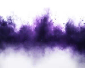 Purple smoke cloud isolated on white.