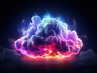 Wall Mural - Eye catching A vibrant smoke cloud against a dark backdrop